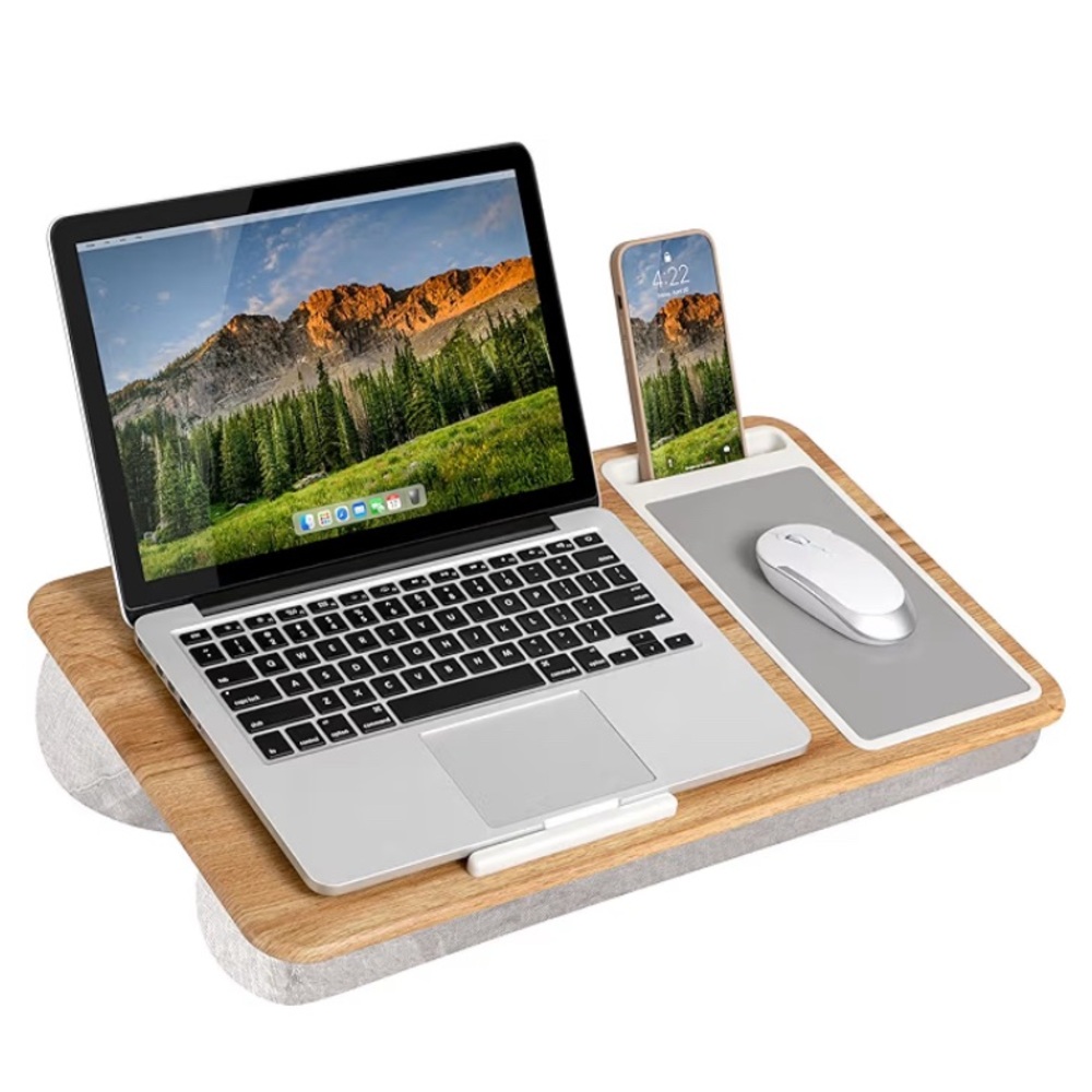 Wooden Laptop Lap Desk with Mouse Pad and Phone Holder
